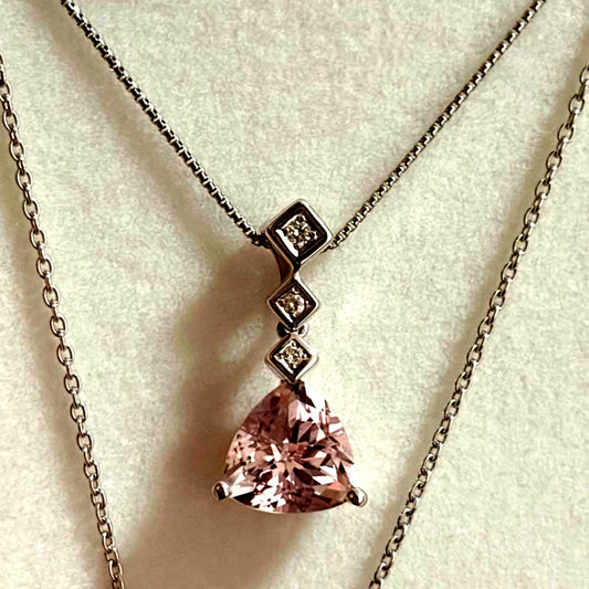 Tasaki Pearl K18WG necklace with 3.13 carats Morganite and 0.03 carat diamonds on 43cm chain