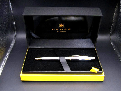 Cross Townsend Update 502TW Medalist oil-based pen with brass chrome body and gold-plated ring and clip