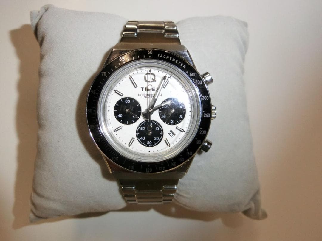 TIMEX Q Chronograph Panda Dial Quartz Men's Watch — Japanese