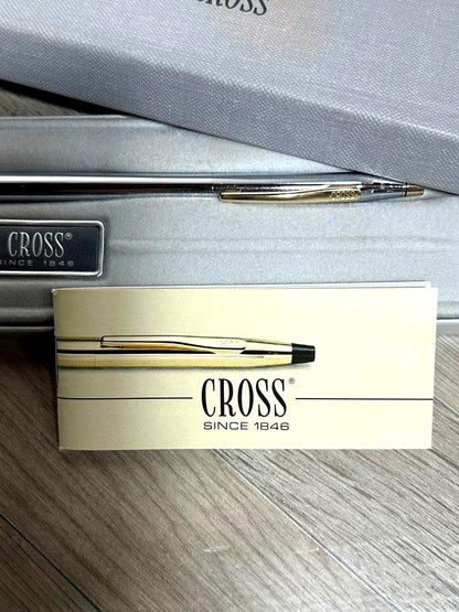 Cross Classic Century Medalist ballpoint pen MI-253 silver with gold accents and included case