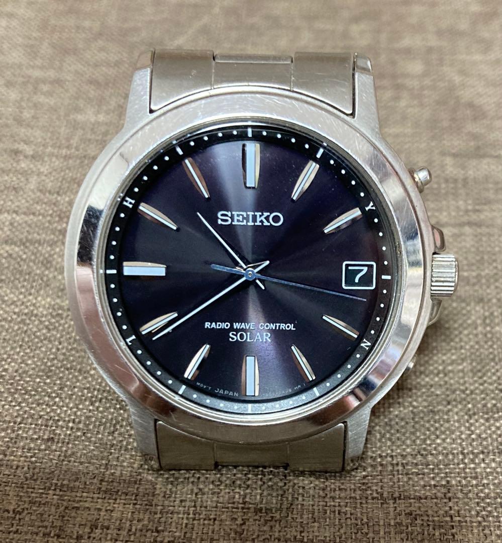 SEIKO 電波ソーラー シルバー針} Solar Men's Watch — Japanese