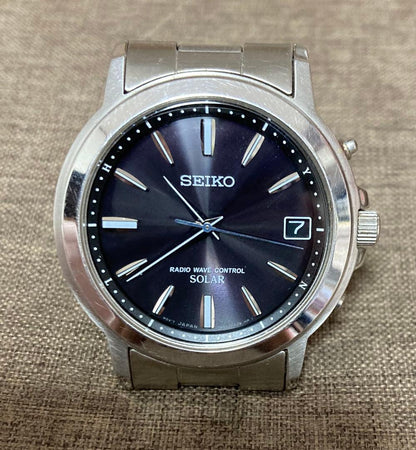 SEIKO 電波ソーラー シルバー針} Solar Men's Watch — Japanese