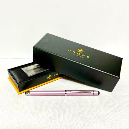 新品 CROSS TECH3+ Pink multi-function pen with black and red ballpoint tips, mechanical pencil, and stylus