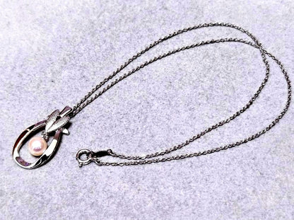 Mikimoto Pearl Silver Necklace 43345 featuring round white pearls on silver chain from Japan