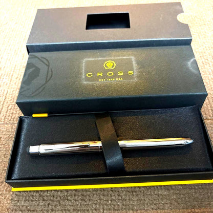 Silver CROSS Tech3 multi-function ballpoint pen with dedicated case on white background