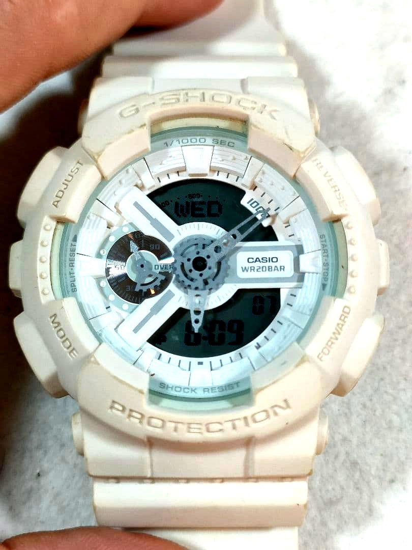 Casio G-Shock GA-110BC watch with white resin band and analog-digital display Japan import