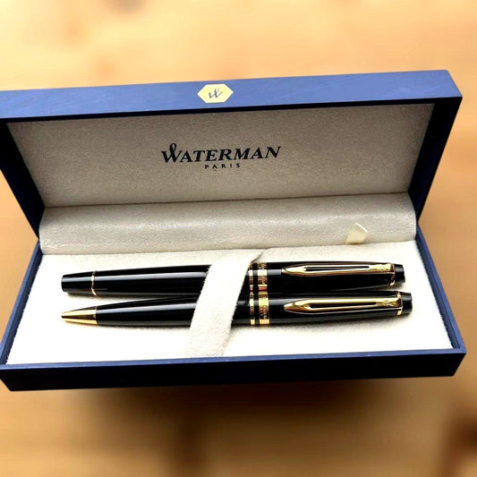 WATERMAN Expert Essential black metal ballpoint pen and fountain pen set with gift box and ink cartridge