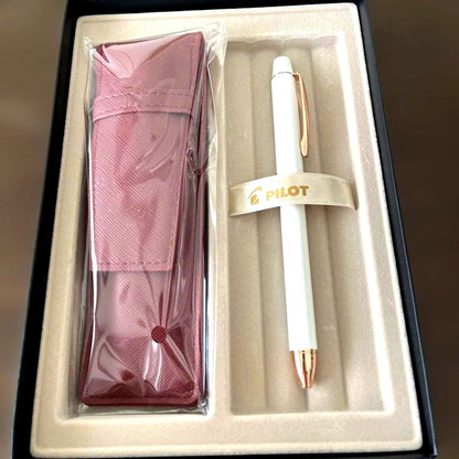 Pilot white ballpoint pen with included white case on a plain background