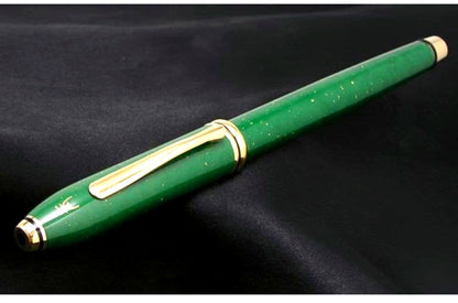 Cross Tulip Collection Jade Fountain Pen with 22K gold leaf and five blue-black ink cartridges, Japan import
