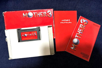 Mother 3 Nintendo software with paper tray, instruction manual, and outer box in used condition
