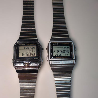 CASIO DATA BANK 2PC SET Digital Men's Watch — Japanese
