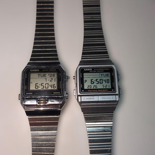 CASIO DATA BANK 2PC SET Digital Men's Watch — Japanese