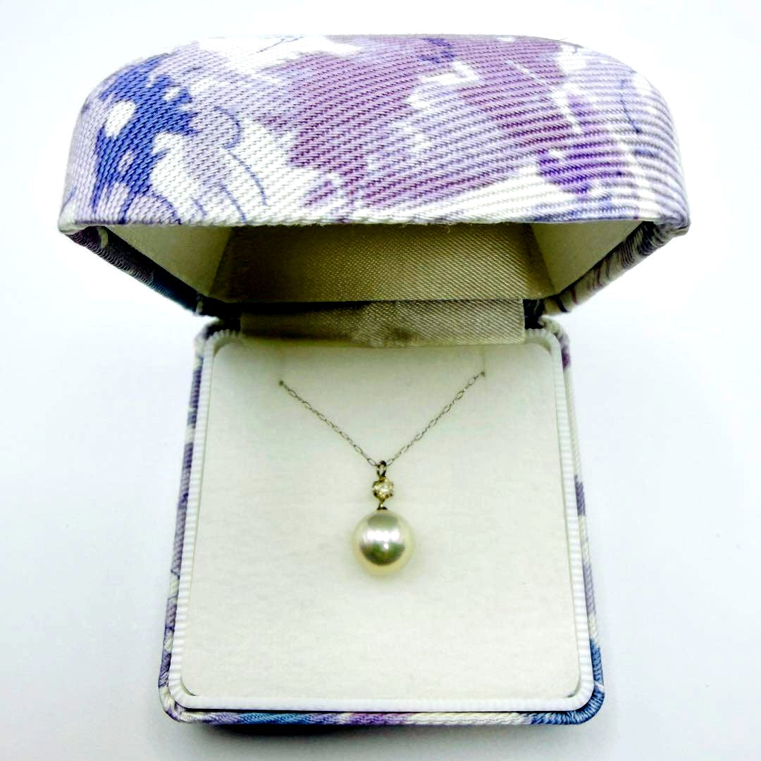 Pt900 Pt850 Akoya pearl diamond necklace with 8.3mm pearl and 40cm chain