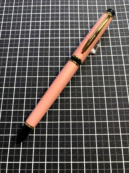 PILOT Grance fountain pen in pearl pink with fine 0.7mm 14K gold nib shown with cap off
