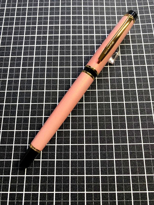 PILOT Grance fountain pen in pearl pink with fine 0.7mm 14K gold nib shown with cap off