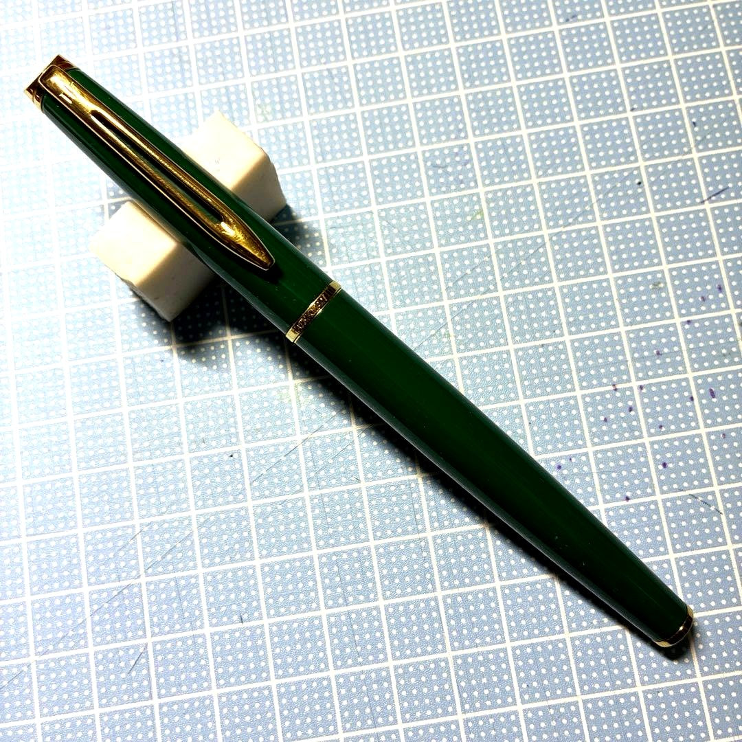 Waterman Fountain Pen with stainless steel fine tip shown with cap off on white background