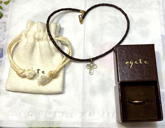 K10 ring size 3 paired with 32 cm K10 necklace and pendant in polished finish