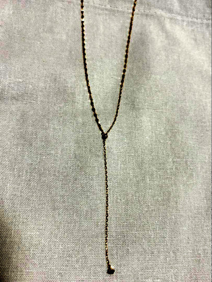 Agete K10 yellow gold petal chain Y-shape long necklace with adjustable extender