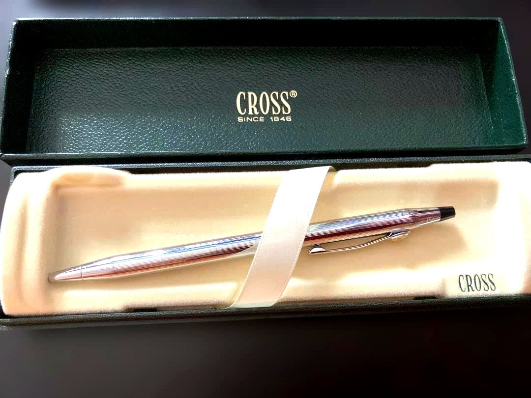 Cross Classic Silver Ballpoint Pen with silver chrome finish and genuine box from Japan