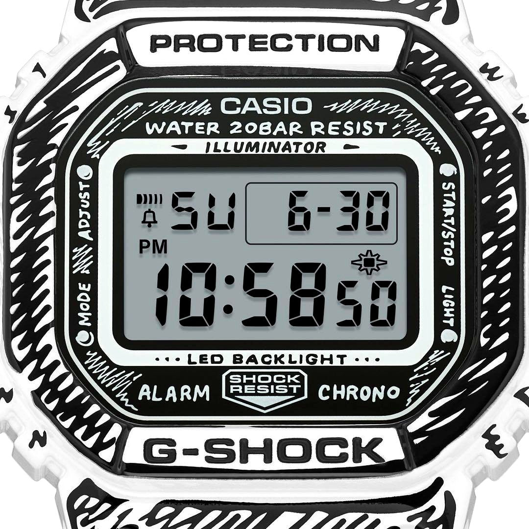 Casio G-Shock DW-5600JV-7JR Joshua Vides white watch front view new condition