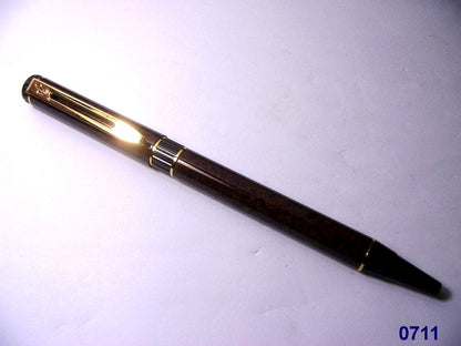 Waterman Push Button Ballpoint Pen in Marble Brown finish, measuring 140 mm length