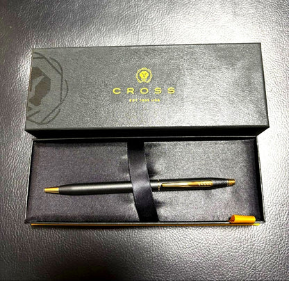 Cross Classic Century ceramic ballpoint pen in black with rotating mechanism and silver trim