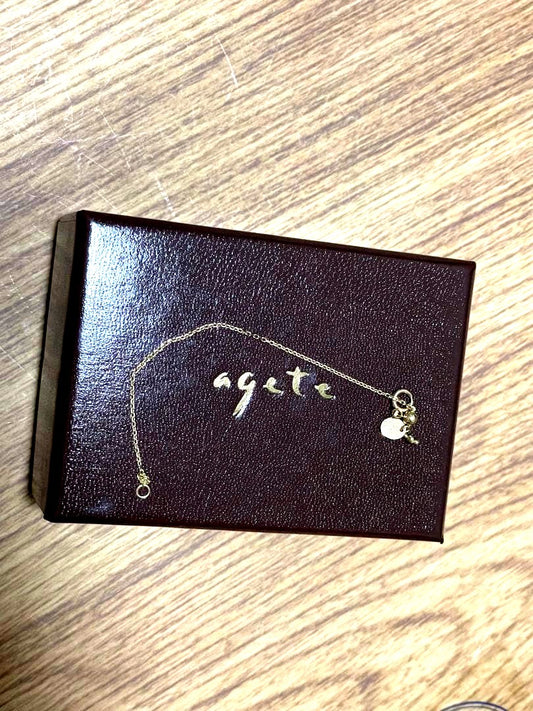 agete K10 YG gold slide-style necklace adjuster with adjustable length and GATE stamp