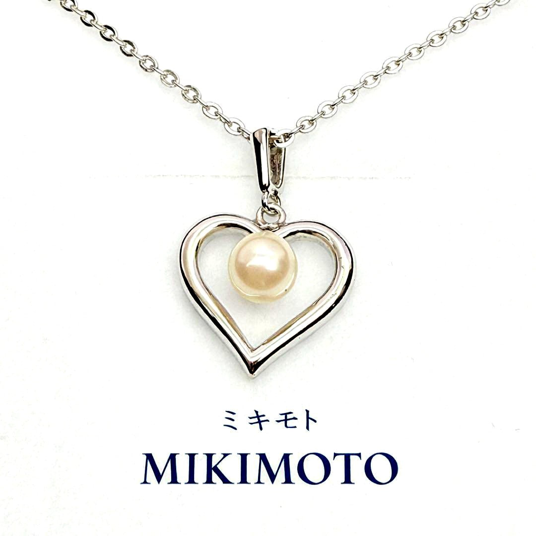 Mikimoto heart-shaped necklace with 5mm pearl on 38.5 cm SV925 silver chain