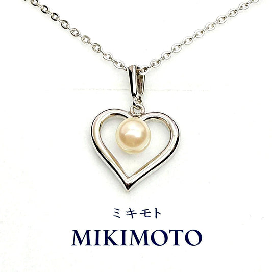Mikimoto heart-shaped necklace with 5mm pearl on 38.5 cm SV925 silver chain