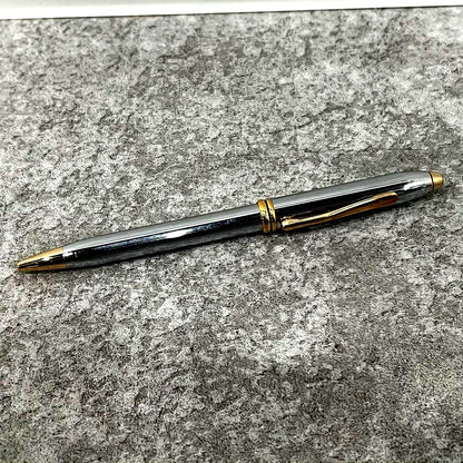 Cross Twist Ballpoint Pen Townsent in vintage silver with fine scratches shown on a plain background