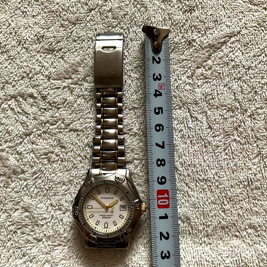 Casio Oceanus 708 0C-700 analog wristwatch with white dial, Japan import, used condition
