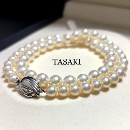 TASAKI Akoya Pearl Gradient Necklace 8.5 Swan Teri, 42.5 cm length with lustrous pearls