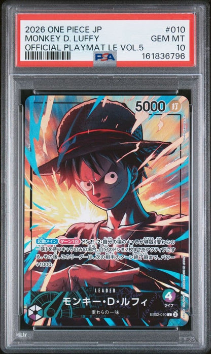 PSA 10 One Piece Monkey D. Luffy L — EB02-010 — Japanese