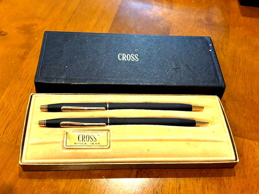 Cross Classic Century mechanical pencil and ballpoint pen set shown on white background