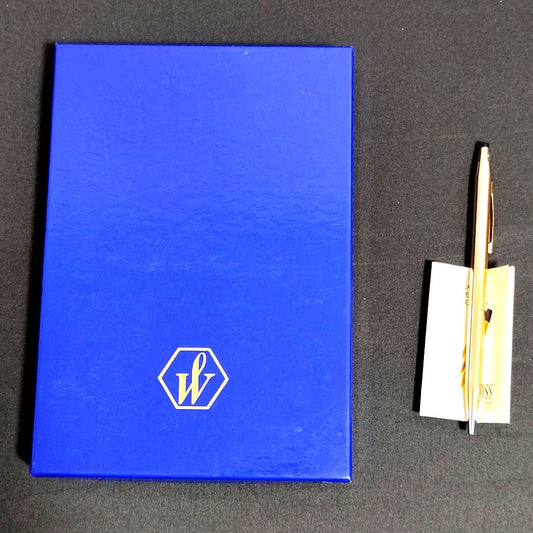 Waterman fountain pen ink bottle and Cross brand ballpoint pen with blue ink imported from Japan