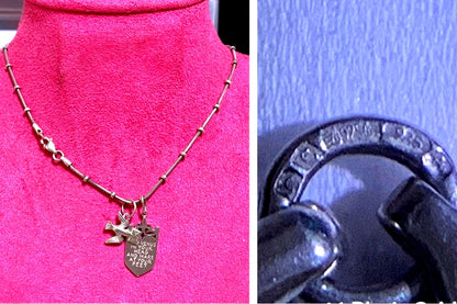 Agete Vintage Limited Edition Sterling Silver 925 Message Necklace with 36 cm chain on white background