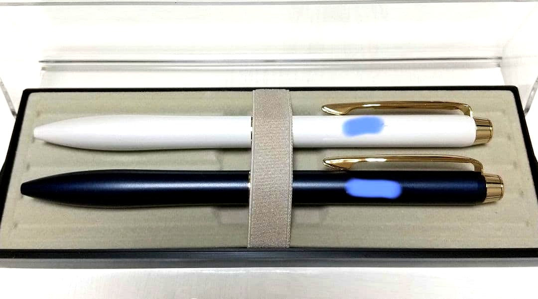Pilot Acro Drive ballpoint pen in white and navy with personalized name inscription, new condition