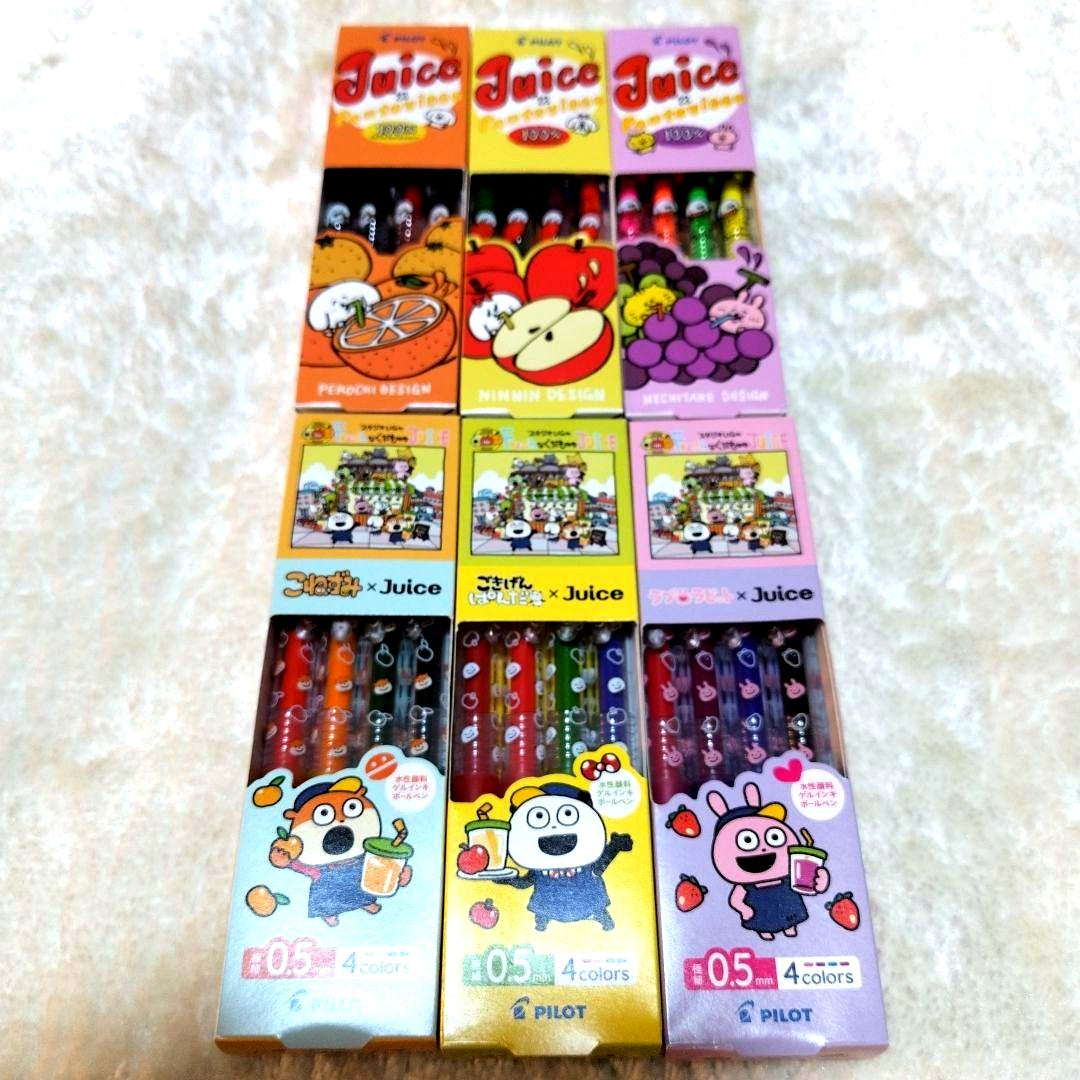 PILOT Juice 0.5mm ballpoint pen 4-color set including orange, green, pink, and purple pens, pack of 6