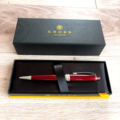 Cross Bailey Series ballpoint pen in Bordeaux color with rotary mechanism and dedicated case