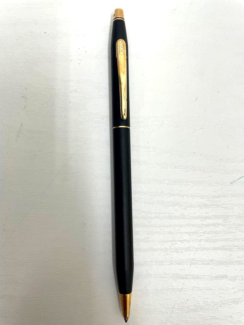 Cross Classic Ballpoint Pen body with matte black finish and gold trim, Japan import