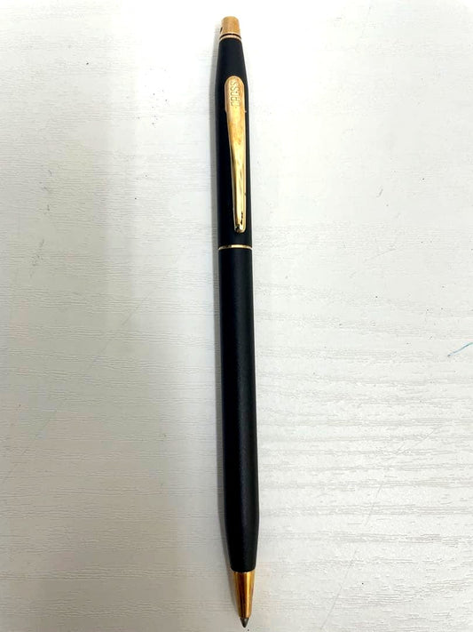 Cross Classic Ballpoint Pen body with matte black finish and gold trim, Japan import