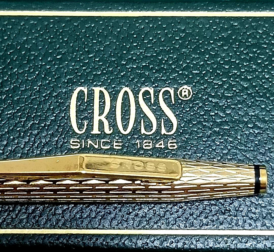 CROSS Spyra Golden Shimmer twist ballpoint pen in gold with box and instruction manual