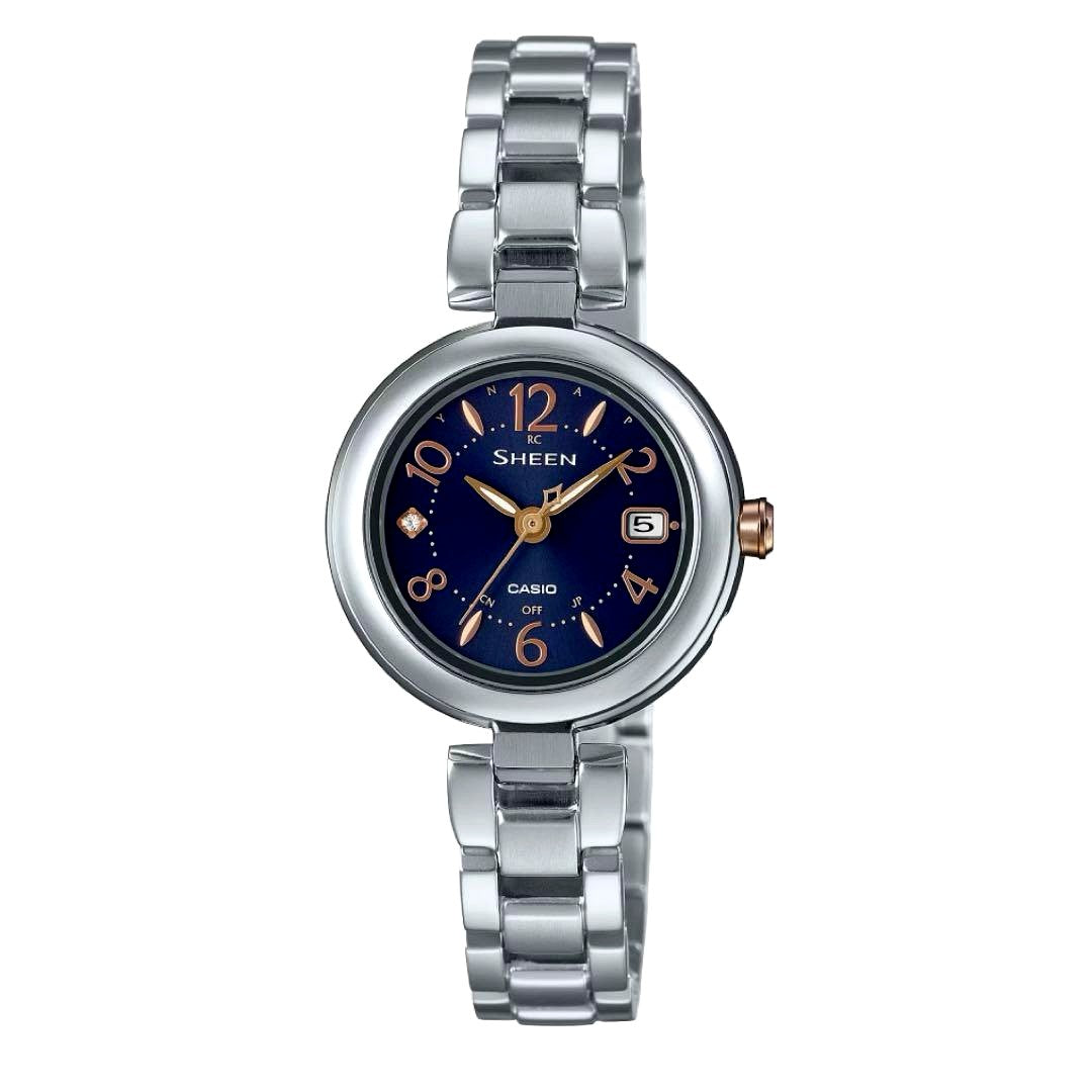 Casio Sheen SHW-7100TD-2AJF titanium solar watch with radio reception and date display in original box