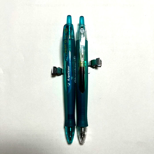 Pilot G-6 and Glucobay teal gel ballpoint pen set with black ink and clip