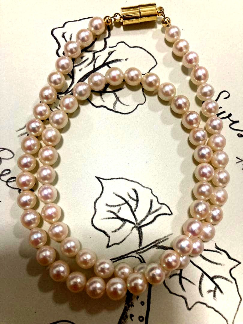 Aqoya Pearl Necklace with 6-6.5mm pearls and magnet clasp, total length 45cm