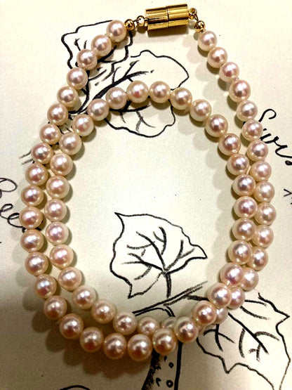 Aqoya Pearl Necklace with 6-6.5mm pearls and magnet clasp, total length 45cm