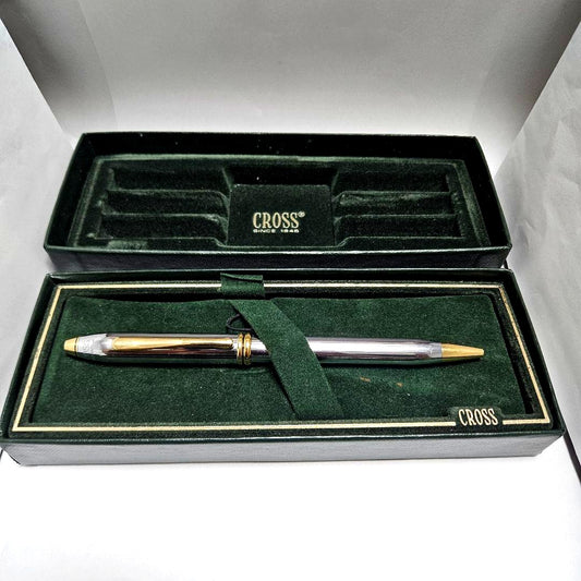 Kurocross Townsend silver and gold ballpoint pen with CROSS Ireland marking and genuine case