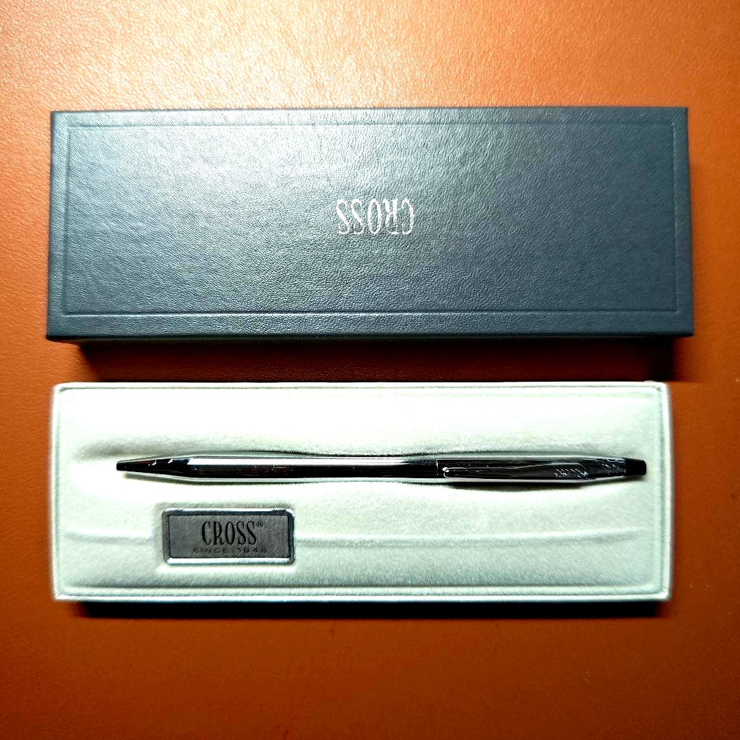 Cross Classic Century Silver Twist Ballpoint Pen with dedicated case on white background