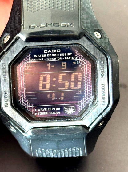 Casio G-Shock GW-0568J Tapsolar and Waveceptor watch with water resistance and visible scratches