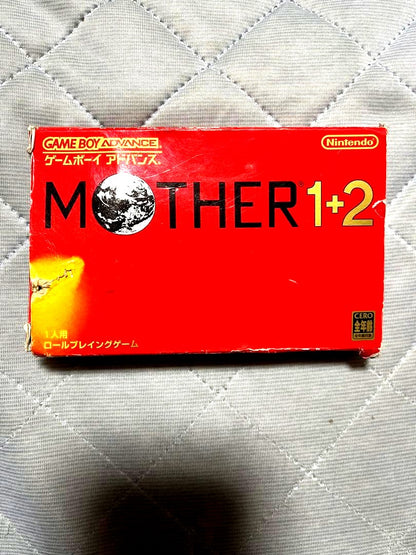 MOTHER1+2 used Game Boy Advance SP game cartridge with visible box scratches